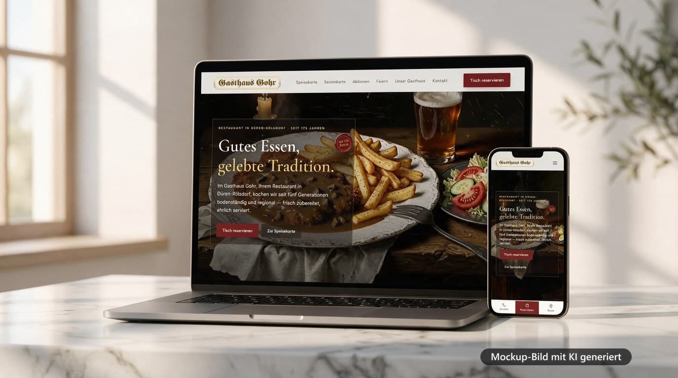 Mockup der Webseite von Gasthaus Gohr